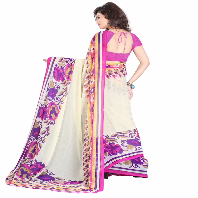 Lookslady Printed Beige Georgette saree