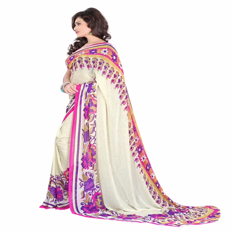 Lookslady Printed Beige Georgette saree