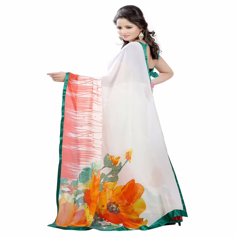 Lookslady Printed Beige Georgette saree