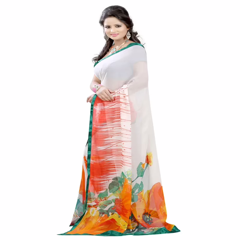 Lookslady Printed Beige Georgette saree