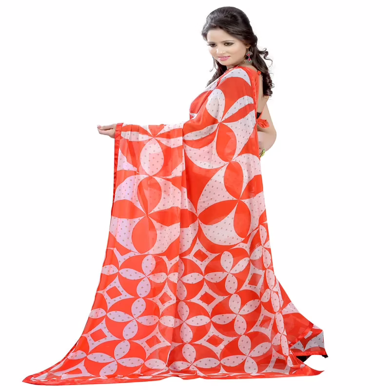 Lookslady Printed White Georgette saree