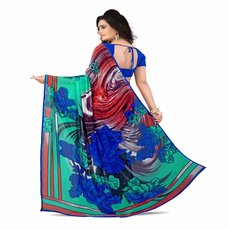 Lookslady Printed Orange Georgette saree