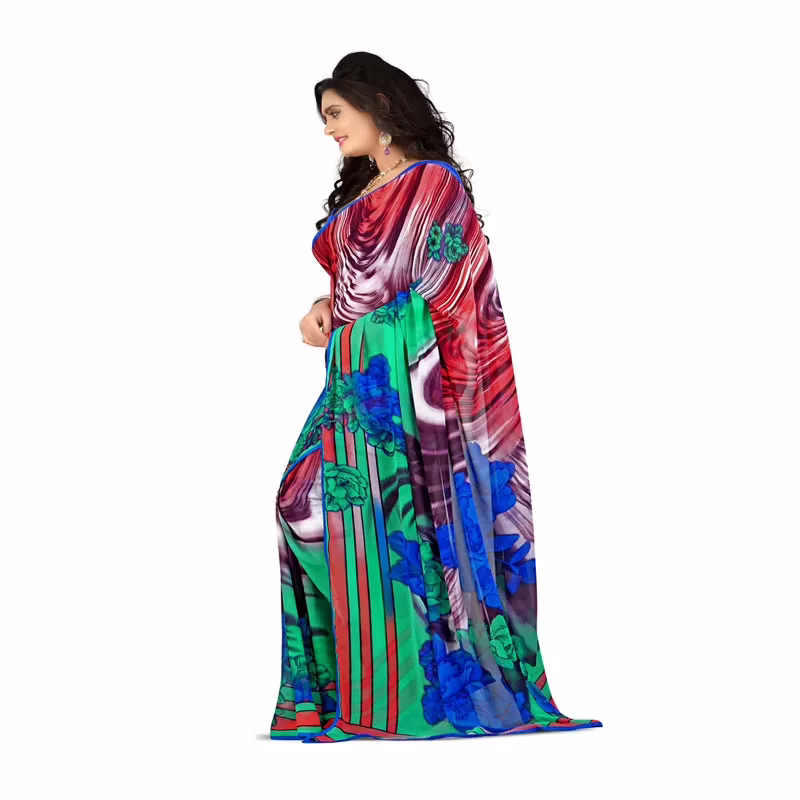 Lookslady Printed Orange Georgette saree