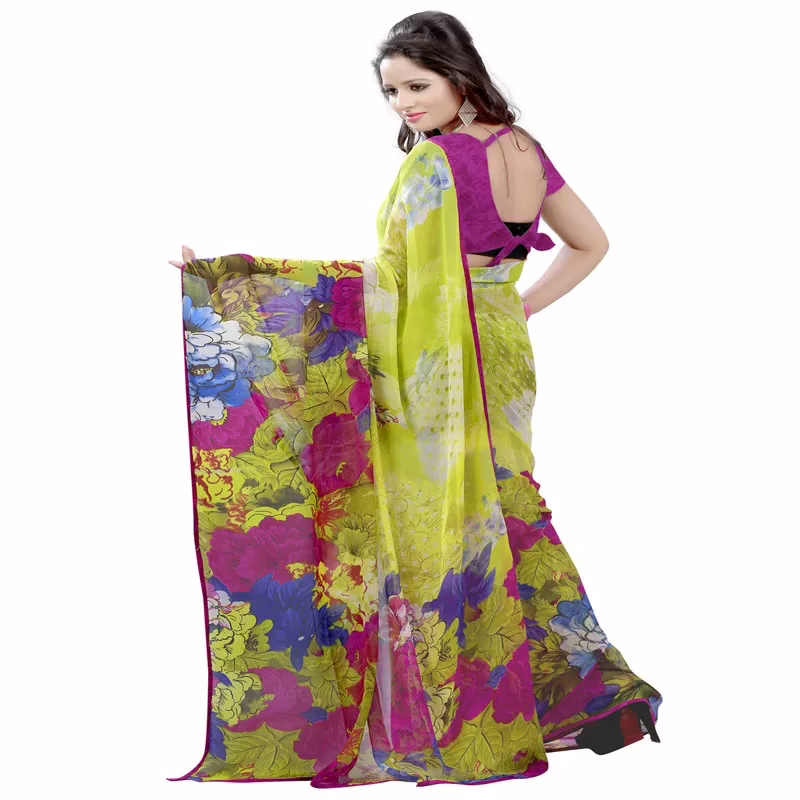 Lookslady Printed Light Green Georgette saree