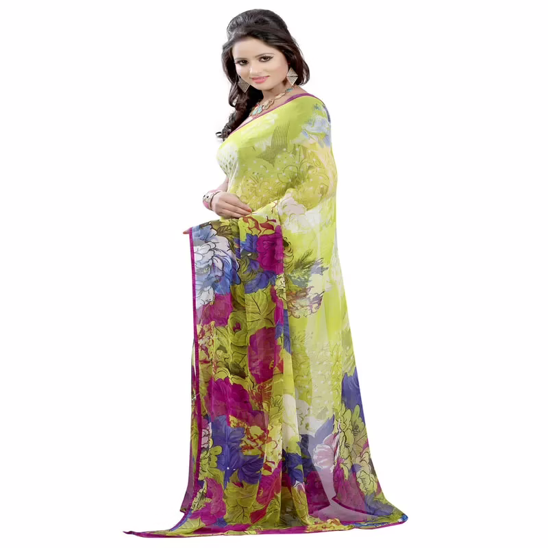 Lookslady Printed Light Green Georgette saree