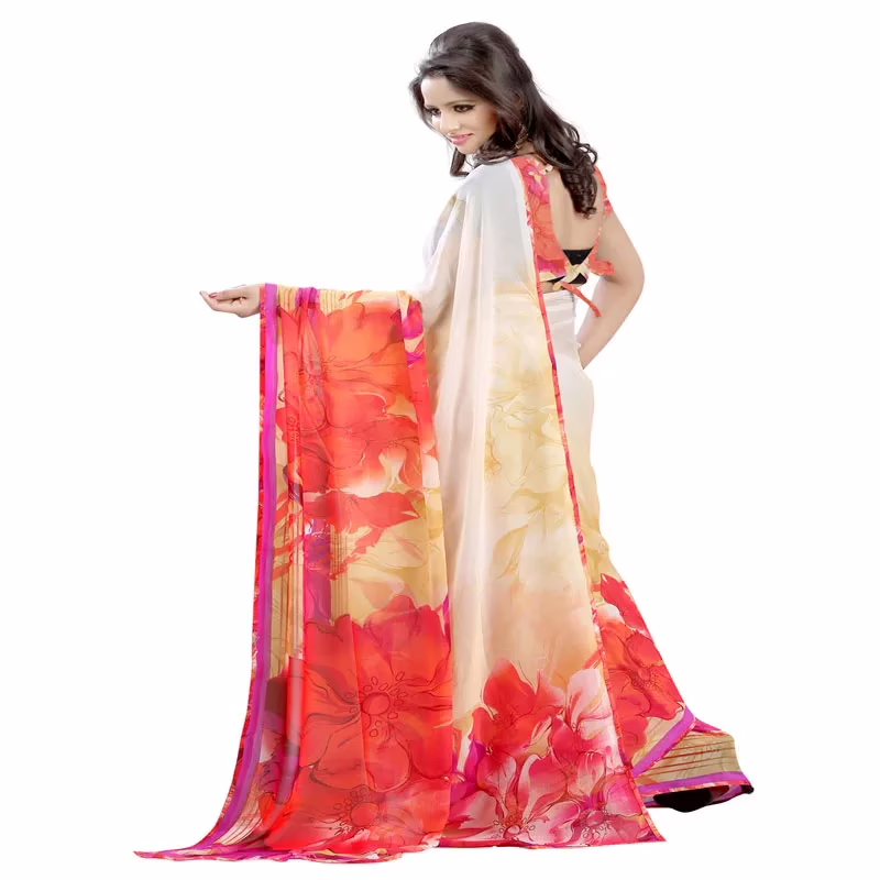 Lookslady Printed Beige Georgette saree