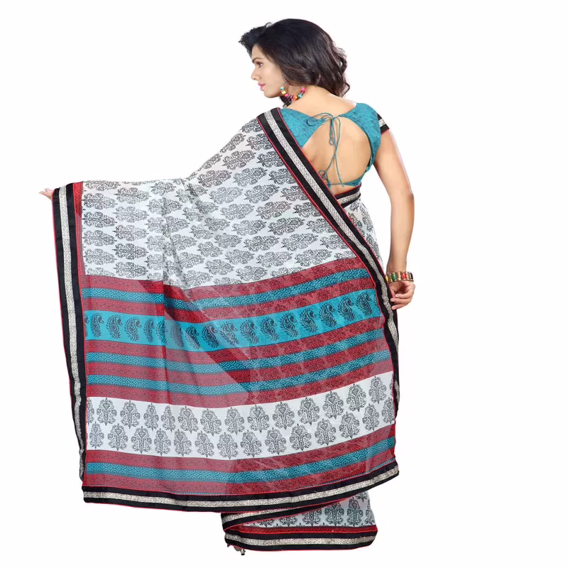 Lookslady Printed Beige Faux Georgette saree