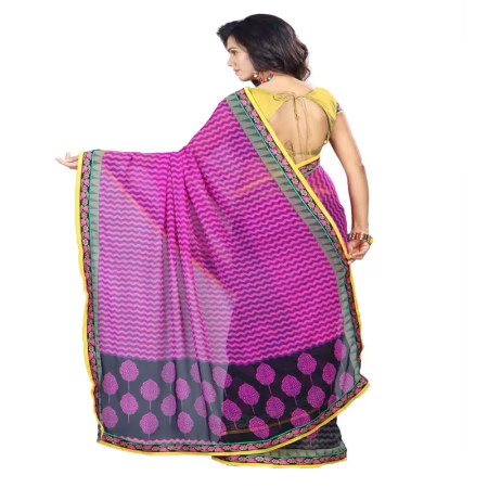 Lookslady Printed Purple Faux Georgette saree