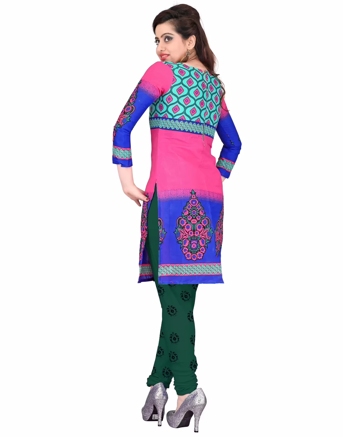 Lookslady Printed Pink Cotton Printed Dress-Material