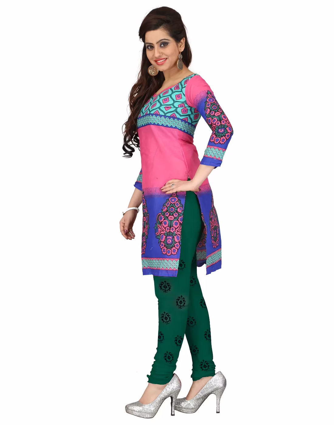 Lookslady Printed Pink Cotton Printed Dress-Material