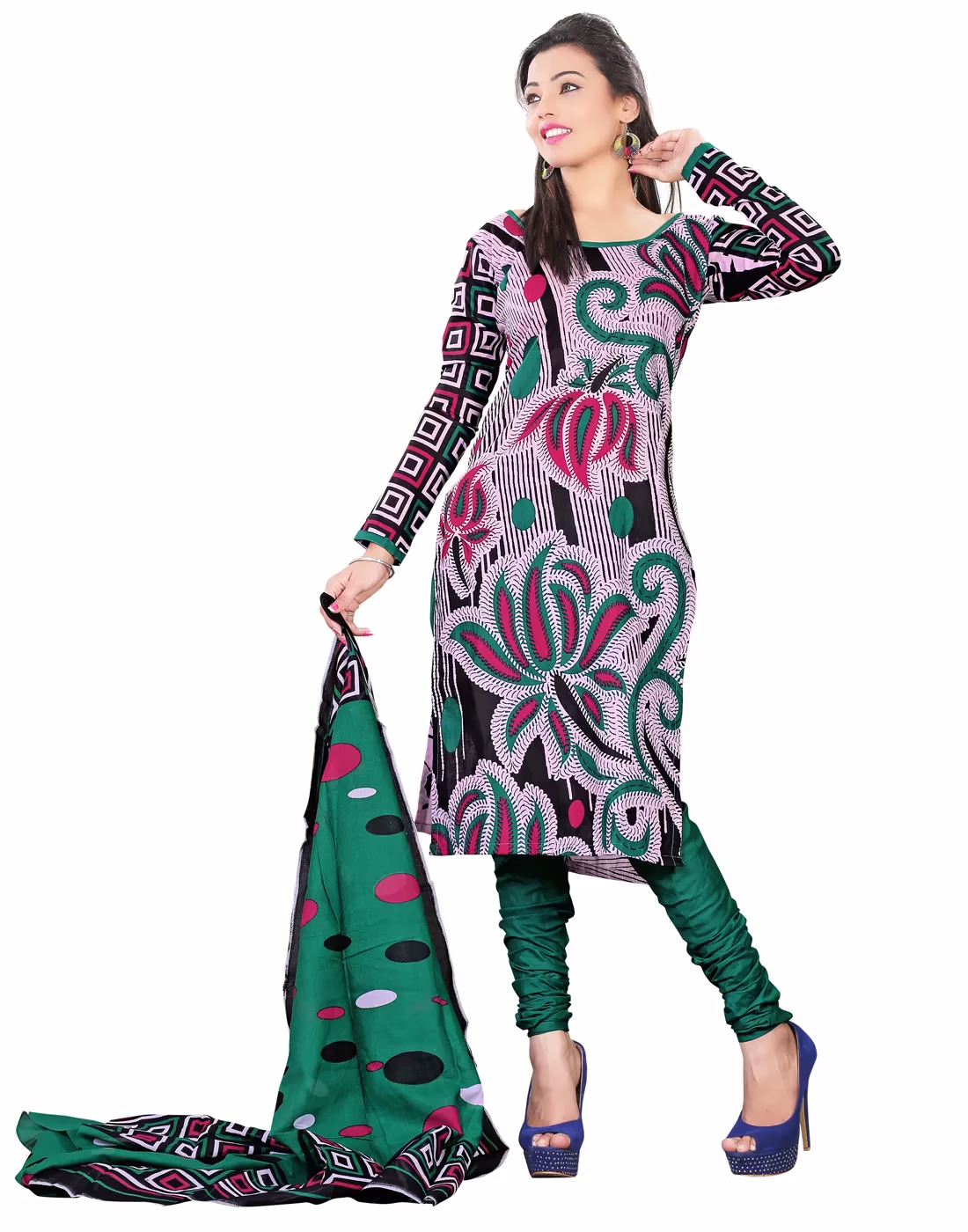 Lookslady Printed Purple Cotton Dress-Material