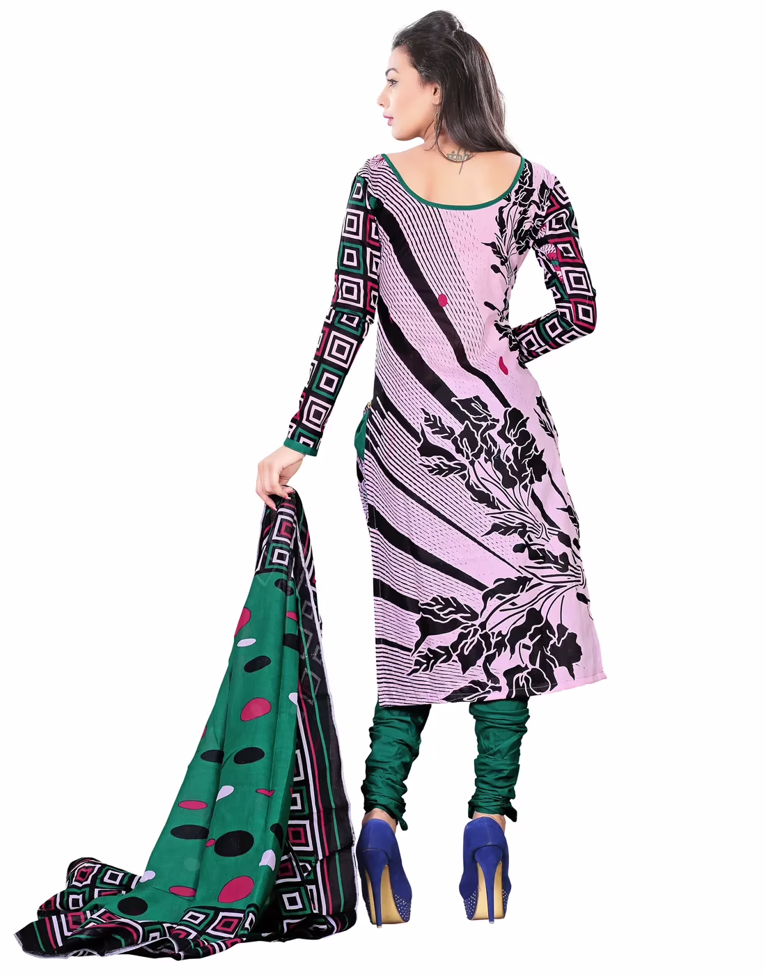 Lookslady Printed Purple Cotton Dress-Material