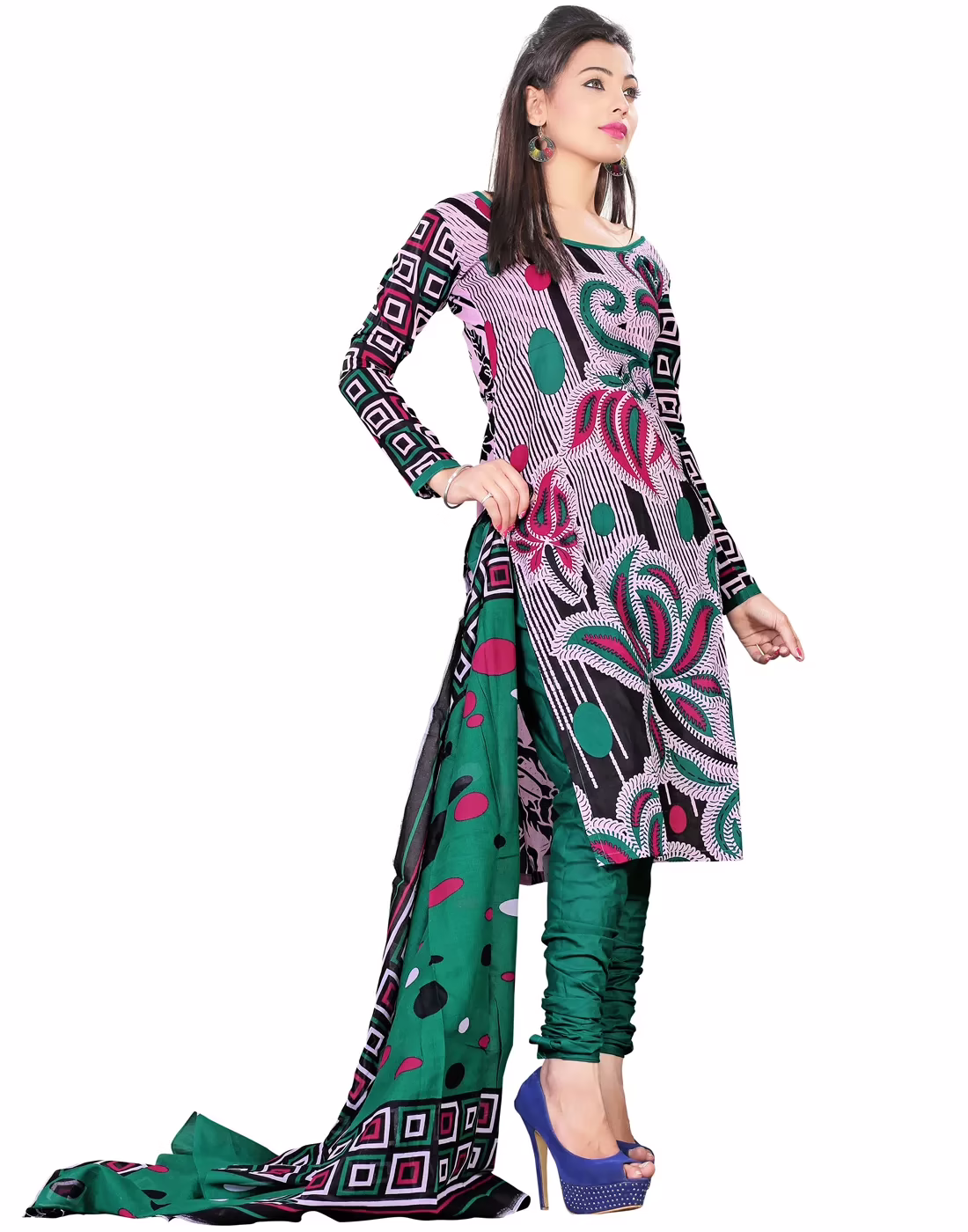 Lookslady Printed Purple Cotton Dress-Material