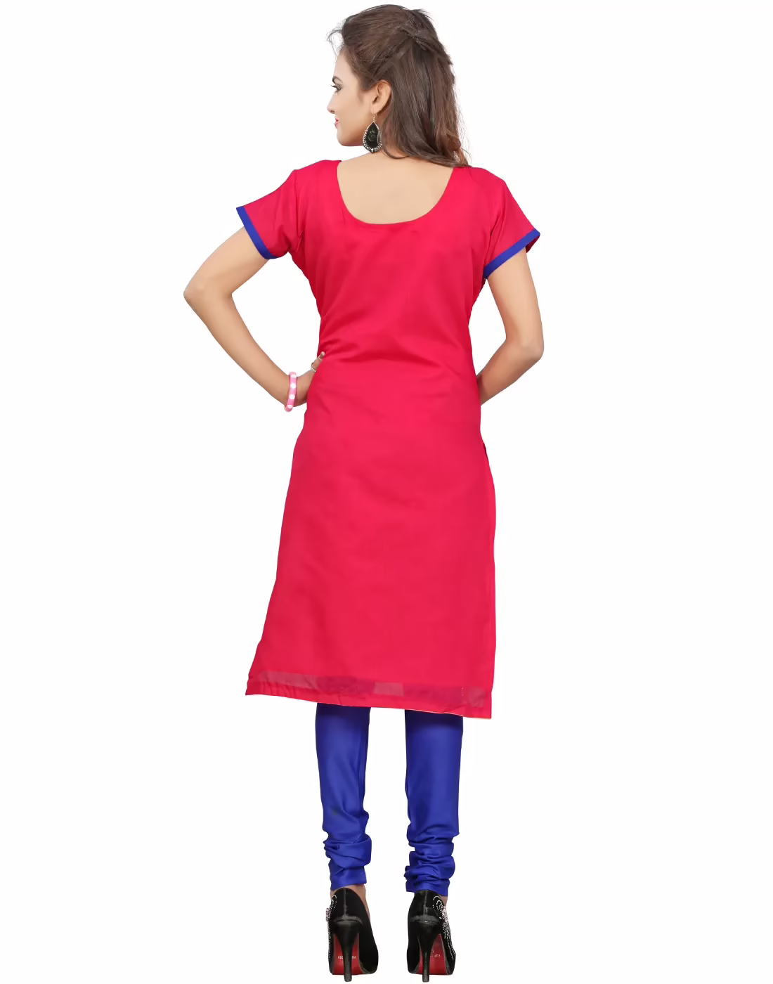 Lookslady Embroidered Pink Cotton Dress-Material