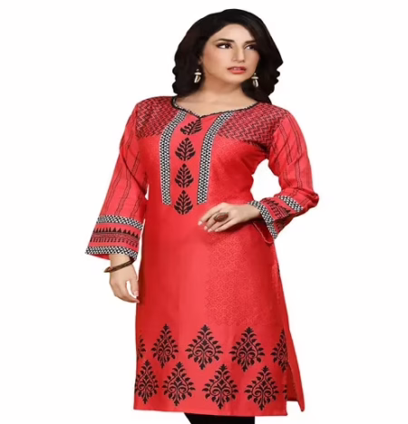 Buyzaar Red Print Designer Readymade Kurtis
