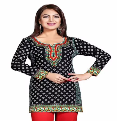 Buyzaar Black Print Designer Readymade Kurtis