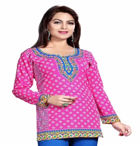 Buyzaar Pink Print Designer Readymade Kurtis