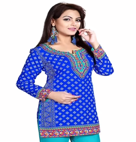 Buyzaar Blue Print Designer Readymade Kurtis