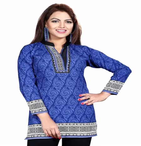 Buyzaar Blue Print Designer Readymade Kurtis