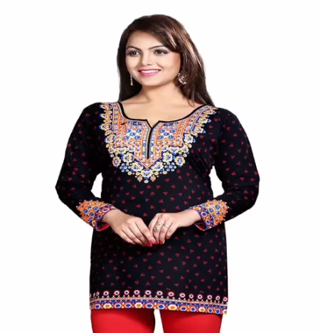 Buyzaar Black Print Designer Readymade Kurtis
