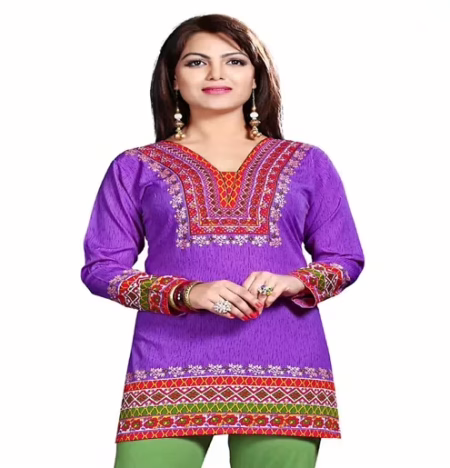 Buyzaar Purple Print Designer Readymade Kurtis