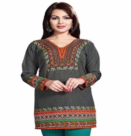Buyzaar Black Print Designer Readymade Kurtis