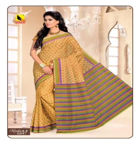 Monalisa Yellow Printed Cotton Saree