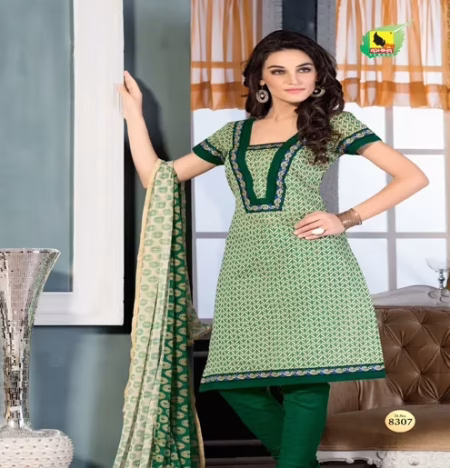 Mahek Green & Navy Blue Jacquard Brasso Unstitched Suit