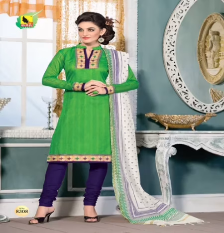 Mahek Green & Purple Jacquard Brasso Unstitched Suit