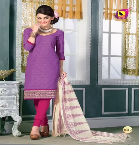 Mahek Magenta & Red Jacquard Brasso Unstitched Suit