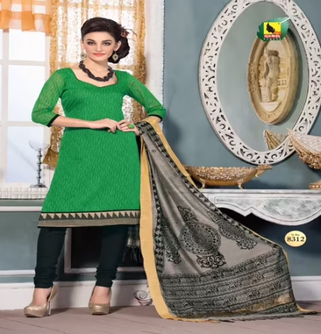 Mahek Green & Black Jacquard Brasso Unstitched Suit