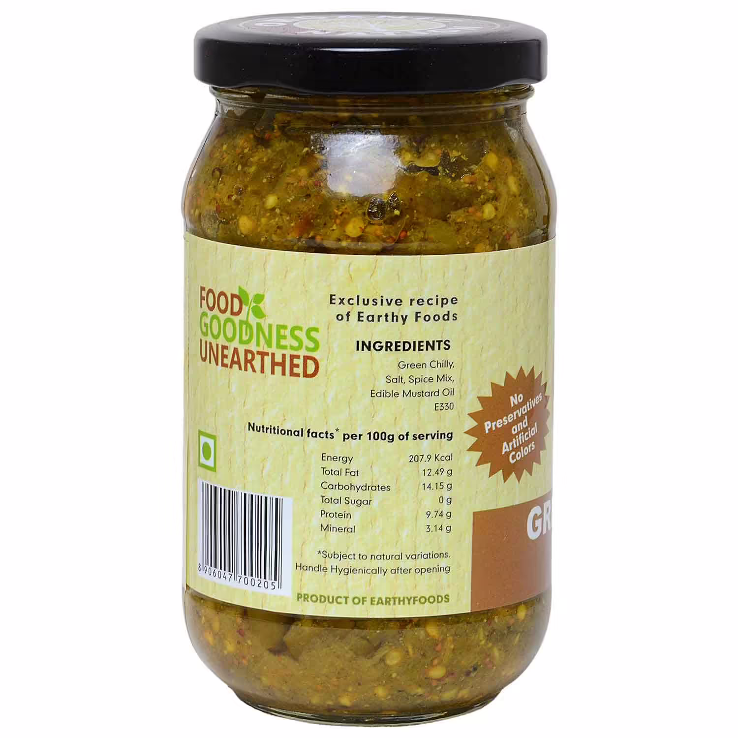 Organic Nation Green Chili Pickle