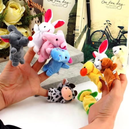 Finger Puppet Animal Baby Education Play Toy Velvet Finger Puppets 10 pcs