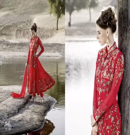 Mizzoli Red Georgette Anarkali Suit