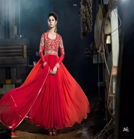 Mizzoli Red Duplan & Georgette Anarkali Suit