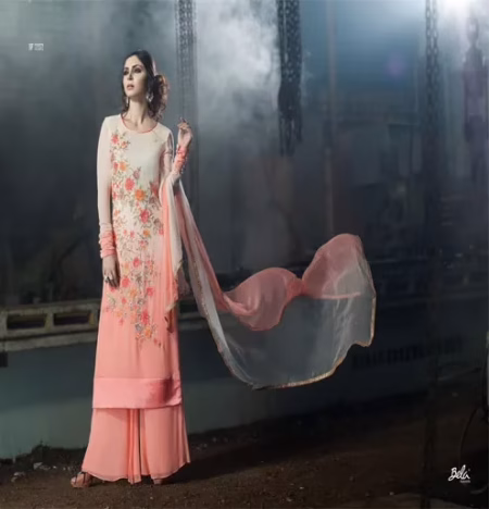 Mizzoli Orange Georgette Anarkali Suit