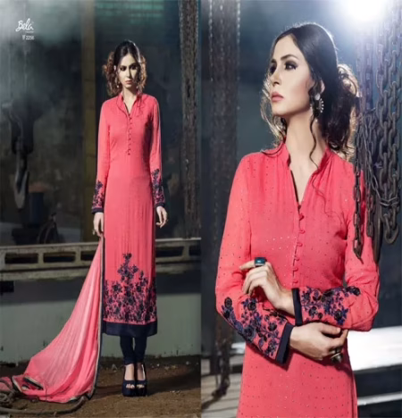 Mizzoli Red Georgette Straight Suit