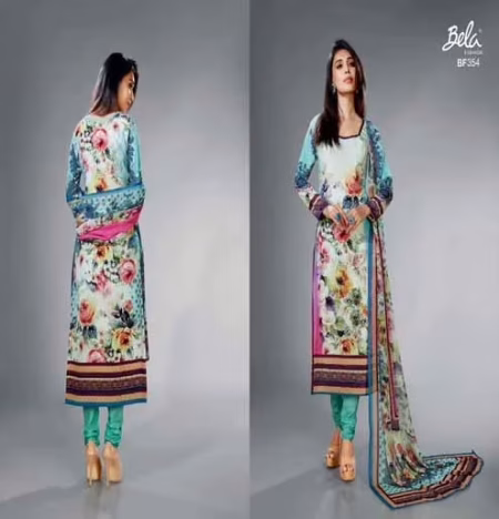 Mizzoli Multi Colour Crape Silk Straight Suit