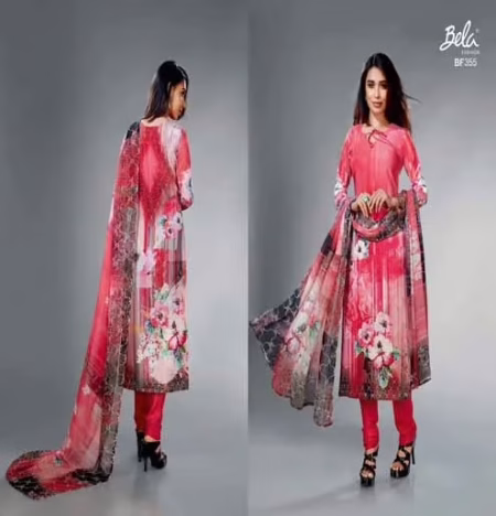 Mizzoli Multi Colour Crape Silk Straight Suit