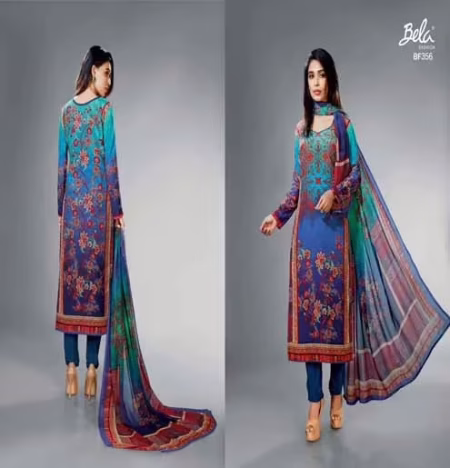 Mizzoli Multi Colour Crape Silk Straight Suit