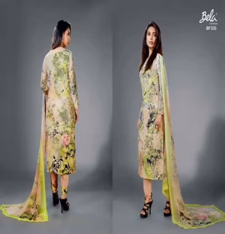 Mizzoli Multi Colour Crape Silk Straight Suit