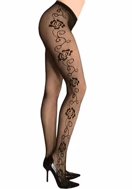 Black Floral Fishnet Pantyhose Tights