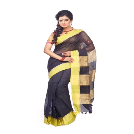 BLACK COLOUR DESIGNER COTTON SILK SAREE