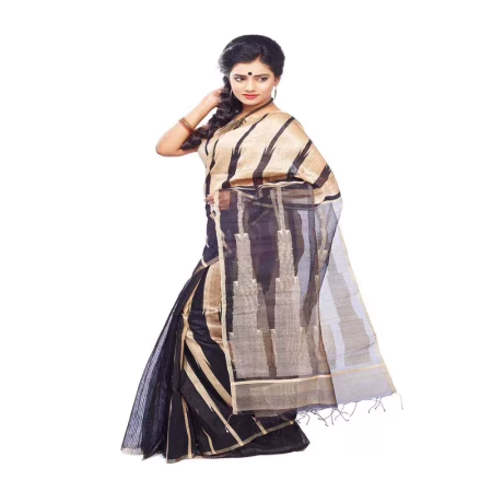 BLACK COLOUR DESIGNER MULBERRY SILK SAREE
