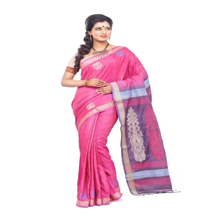 PINK COLOUR DESIGNER ERI MOTKA SILK SAREE