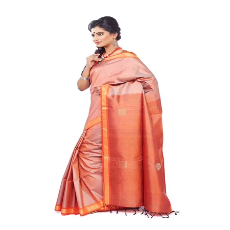 GOLDEN COLOUR DESIGNER HANDLOOM MULBERRY SILK SAREE