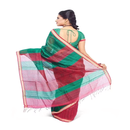 GREEN COLOUR DESIGNER MOTKA WITH ERI SILK SAREE
