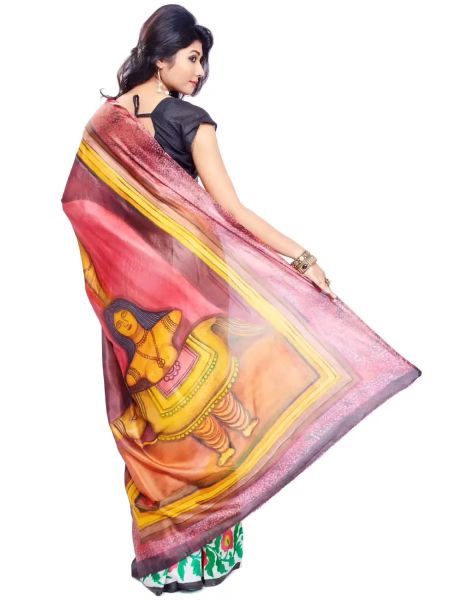 Original Modern Art Hand Painting Silk Saree
