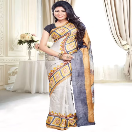 Original Modern Aat Hand Painting Silk Saree