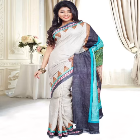 Original Modern Aat Hand Painting Silk Saree